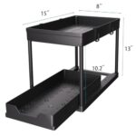 DEKAVA Under Sink Organizer 2 Pack, Bathroom Cabinet Organizer, 2 Tier Sliding Cabinet Basket Organizer Drawer, Multi-Purpose Bath Collection Baskets for Bathroom (Black)