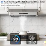 VIKIO HOME Range Hood 30 Inch Under Cabinet, Kitchen Hood with 980 CFM, 3-Speed Gesture Sensing & Touch Control Panel, Stainless Steel Vent 2 Pcs Baffle Filters with Handlebar