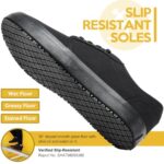 Non Slip Work Shoes for Men & Women Food Service, Unisex Black Casual Stain & Oil Slip Resistant Restaurant Server Sneakers, Comfortable Water Resistant Culinary Chef Kitchen Cook Shoes