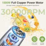 KOIOS Smoothie Blender, Max 1000w Personal Blender for Shakes and Smoothies, 12Pcs Coffee Grinder and Countertop Blenders Combo for Kitchen, Portable Smoothie Blenders with 2×22 oz To-Go Cups, Non-BPA