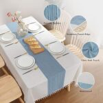 JIALE Tablecloths for Rectangle Tables,Cotton Linen Table Cloth Waterproof Tablecloth Wrinkle Free Farmhouse Dining Tables Cover,Soft Fabric Table Cloths with Tassels, Blue,55″ X 70″,4-6 Seats