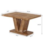 Tribesigns 47-Inch Dining Table for 4, Walnut Brown Kitchen Dinner Table with Heavy Duty Pedestal, Farmhouse Wooden Eating Table for Home, Dining Room, Small Space