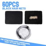 LEOBRO Black Hair Nets, 60 pcs Hair Nets for Food Service Workers, Invisible Nylon Hair Nets for Women and Men, Hairnets for Buns, 24 inches