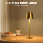 UME 3 Pack Cordless Table Lamp, Battery Operated Lamp – Portable Waterproof Rechargeable Table Lamp w/ 3 Color Temps & Stepless Dimming for Dinner, Desk, Cafe, Outdoor (Brushed Gold)