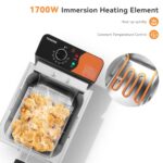TANGME Deep Fryer with Basket, 1700W Electric Countertop Fryer 10.35QT Stainless Steel Oil Fryer with Temperature Limiter for Home Kitchen and Restaurant