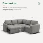 HONBAY Modular Sectional Sleeper Sofa with Pull Out Bed, Chenille L Shaped Couch with Storage Seats, Convertible Sectional Couches for Living Room, Warm Grey