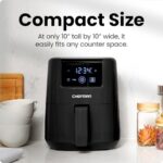 CHEFMAN 2 Qt Mini Air Fryer – Digital Space-Saving Compact Air Fryer with Nonstick and Dishwasher Safe Basket, Quick & Easy Meals in Minutes, Features Digital Timer and Shake Reminder – Black
