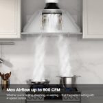 JOCO 30 Inch Built-in/Insert Range Hood, 900 CFM Stainless Steel Kitchen Vent Hood, Convertible for Ducted or Ductless Installation, 4-Speed Knob Control