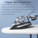 IRONDAY Steam Iron for Clothes Rapid Heating, 1700W Iron with Non-Stick Ceramic Soleplate, 3-Way Auto-Off, Burst of Steam, Self-Cleaning, 14.07oz Water Tank Ironing Clothes for Home, Grey