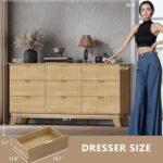 BORNOON Fluted 9 Drawer Dresser, 57.1″ Wide Modern Boho Chest of Drawers, Wooden Storage Dresser TV Stand for Bedroom, Living Room, Closet, Hallway, Curved Profile Design