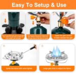 Camping Stove Propane Burner, Portable Camp Stove with Foldable Gas Tank Base, Adjustable Flame Backpacking Cooker for Camping, Small Single Burner Propane Stoves Kit for Hiking Tent Outdoor Cooking