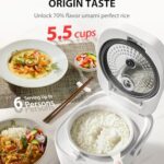 TOSHIBA Umami Smart Rice Cooker 5.5-Cup Uncooked, Fuzzy Logic, 15-in-1 Functions, Digital Display, Delay Timer, Keep Warm, Nonstick Inner Pot, White