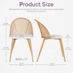 TYBOATLE Rattan Dinner Chairs Set of 4 with Faux Leather Cushion, Modern Dining Room Chairs w/Adjustable Foot Pads, Kitchen Boho Mid Century Upholstered, White