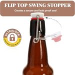 KITGLASCUP 16.5 oz 10 Pack Amber Swing Top Glass Bottles for Airtight Lids, Home Brewing and Fermentation Kombucha, Vanilla Extract, Beverage, Water, Kefir
