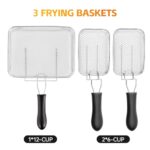 5L Deep Fryer with Basket, 1700W Electric Deep Fryer with Time & Temperature Control for Home Use, 3 Frying Baskets, Lid with View Window and Odor Free Filter, Stainless Steel, Dishwasher Safe