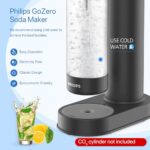 PHILIPS Sparkling Water Maker Soda Maker Soda Streaming Machine Quick Twist for Easy Install, 1L Carbonating Bottle, Soda Water Maker, Compatible with 60L CO2 Carbonator(NOT Included), ADD4901BKOQ/37
