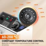 Rengue Deep Fryer with Basket & Lid, 10L Countertop Stainless Steel Chicken Fryer Temperature Adjustable Electric Deep Fryer for French Fries, Onion Rings, Donuts, 1800W 110V