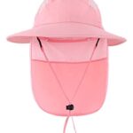 Home Prefer UPF 50+ Girls Sun Protection Hat with Neck Flap Summer Beach Hat Toddler Bucket Hat (Pink)