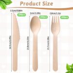 500 Pieces Compostable Cutlery Set, Wooden Utensils Set, 200 Spoons, 200 Forks, 100 Knives, Sturdy Wood Disposable Wooden Cutlery, Eco-Friendly Utensils for Party
