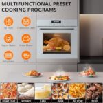 MERXENG 24″ Single Wall Oven, 2.5 Cu.ft Built-in Electric Wall Oven with 10 Functions, 3000W, 240V, Convection Oven in Stainless Steel, Touch Control, Timer, Safety Lock, ETL Certified