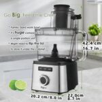Magiccos 14-Cup Lemon Slicer Food-Processor – Large Feed Chute, 13 Speeds & Pulse, 3 Programs?Cheese Shredding, Cutting Fries, Meat Chopping, Shredding and Slicing, Mixing and Doughing, for Home Use