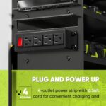 POKIPO Large Power Tool Organizer Wall Mount with Charging Station,4 Layer Heavy Duty Metal Tool Storage Rack Loads 600lbs with 8 Cordless Drill Holder,Battery Utility Rack Loads with 4 Power Strip