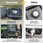Naturehike 2 Burner Folding Camping Stove with Griddle, Portable Camp Isobutane Gas Stove with 16000 BTU Adjustable Burners & Piezo Ignition