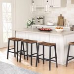 HOOBRO Bar Stools, Set of 2 Bar Chairs, 23.6 Inch Saddle Stools, Kitchen Counter Seat with Footrests, Industrial Barstools for Dining Room, Kitchen, Counter, Rustic Brown and Black BF02MD01