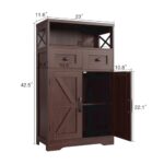 Befrases Dark Brown Storage Cabinet with Drawers and Shelves, Standing Kitchen Pantry Cabinet, Floor Storage Cabinet Hutch Cupboard, Coffee Bar Station for Dining Living Room Home Office