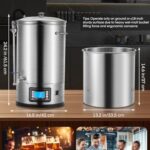 FOHERE Electric Brewing System, 9.2 Gal/35 L Brewing Pot, All-in-One Home Beer Brewer, Stainless Steel Mash Boil Device with 7-step Programmable Mashing Process,10 Recipe Memory (Silver)