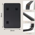 DUMOS Black Metal Framed Vanity Rounded Rectangle Bathroom Mirrors for Over Sink Wall, 30×22 Inch Matte Large Mirror, Modern Decorative for Restroom, Farmhouse, Horizontally or Vertically Hanging