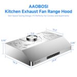 AAOBOSI Range Hood 30 inch Under Cabinet, (Upgraded)800-CFM Gesture Sensing/Touch Control/Motor,3 Speed Range Hood with LED Lights Exhaust Fan, Stainless Steel Kitchen Vent Hood