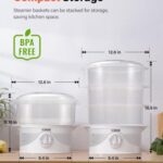 GDOR 3 Tier Electric Food Steamer for Cooking, 800W Vegetable Steamer for Fast Simultaneous Cooking, Dishwasher Safe, Boil Dry Protection, 60-Minute Timer, BPA-Free, 9.6 QT, White