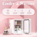 BOGDA Mini Skincare Fridge (4 Liter/6 Can) with Dimmable LED Light Mirror, Cooler and Warmer for Refrigerating Make Up, Skin Care and Food, Portable Mini Fridge for Bedroom, Office and Car, White