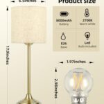 Cordless Table Lamp, 8000mAh, Dimmable, Ambient Light, 2700K, Touch Control, Portable, LED, Wireless, Rechargeable, Battery Operated, Desk Lamp, Kitchen Lamp, Fabric Shade, for Dining Room, Bedroom