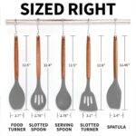 Zulay Kitchen Utensils Set Non-Stick Silicone Cooking Utensils Set with Authentic Acacia Wood Handles – 5 Piece Silicone Utensil Set – Kitchen Utensils Set with 464°F Heat Resistance – Gray