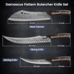 SYOKAMI Butcher Knife Set, 3 PCS Kitchen Knives Set for Cutting, Meat Cleaver Chef Knife Set, Japanese Style High Carbon Steel Knives Set, Chopping & Slicing & Boning for Home and BBQ, Thanksgiving gift