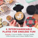 DASH Multimaker Mini System – Waffle Maker with Six 4” Removable Plates: Waffle Iron & Griddle, 4-in-1 Mini Waffle Maker for Kids and Families – Nonstick Surface, Just Add Batter (Aqua)