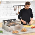 Electric Deep Fryer 22.6L/24QT Stainless Steel Large Capacity Commercial Fryer with Basket, 3400W 110V Countertop Deep Fryer for Home Kitchen and Restaurant Use withTemperature Control