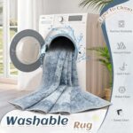 6×9 Area Rugs for Living Room, Washable Vintage Boho Medallion Rug Soft Non Slip Large Area Rug Stain Resistant Indoor Retro Carpet for Bedroom Nursery Kids Dining Room Home Office(Blue, 6’x9′)