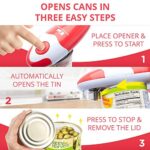 Kitchen Mama Auto Electric Can Opener: Open Your Cans with A Simple Press of Button – Automatic, Hands Free, Smooth Edge, Battery Operated, YES YOU CAN (Red)