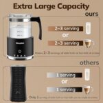 Electric Milk Frother and Steamer, 16.9oz/500ml Milk Steamer and Frother for Latte, Dishwasher Safe, BPA Free, 4 Functions, Enjoy Perfect Milk Froth in 2 Min – Black