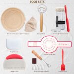 Complete Sourdough Starter Kit, Banneton Bread Proofing Basket with Glass Sourdough Starter Jar, Sourdough Bread Baking Supplies, 9” Round Bread Proofing Basket, for Bread Making Baking Fermentation