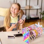 Basumee Girls Headband Holder Organizer Hair Hoop Headband Display Stand Unicorn Hairband Stand Organizer Headband Storage Home Room Decors for Girls, Deep Rainbow