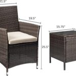 Devoko Patio Porch Furniture Sets 3 Pieces PE Rattan Wicker Chairs with Table Outdoor Garden Furniture Sets (Brown/Beige)