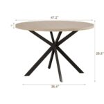 ChooChoo 47.2 Inch Round Dining Table for 4, Farmhouse Wood Kitchen Table, Circle Dinner Table for Kitchen & Dining Room, Natural Oak