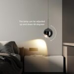 ziidoo Modern Black Pendant Light Globe Chandelier,90 Degree Rotation Arbitrarily Adjustable Electroplate Hanging Lamp for Kitchen Island Bedroom LED Ceiling Lights Fixture Small Round Dining Room