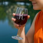 Monogrammed A-Z Wine Gifts for Women – 12.75 oz Engraved Personalized Wine Glass- Funny Wine Lover Monogram Gifts for Women – Unique Wine Glasses Gift Set (K)