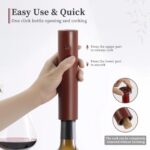 ELMWAY Battery Operated Wine Opener by ELMWAY, Electric Corkscrew & Wine Bottle Opener with Foil Cutter, Gift for Wine Lovers and Wine Accessories for Home Bars – Red (4xAA Not Included)
