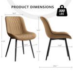 YOUNIKE Tan Dining Chairs Set of 2 with High Backs Mid Century Modern Kitchen & Dining Room Chairs PU Faux Leather Upholstered Comfortable Wide Seat Padded Accent Side Chair for Living Waiting Room